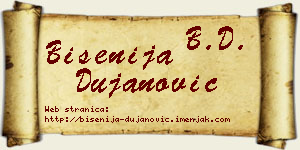 Bisenija Dujanović vizit kartica